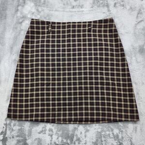 Vintage 35th & 10th Skirt Womens 7 Juniors Black Tan Red Plaid Mini Side Slit